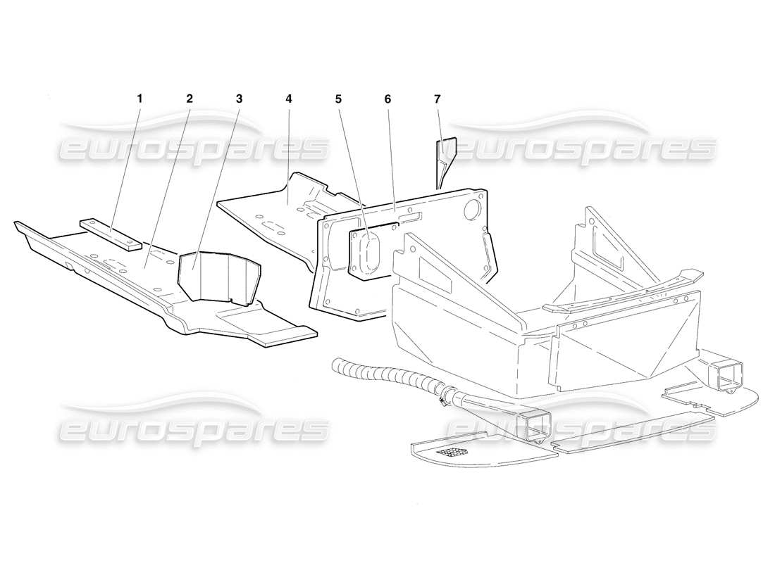 lamborghini diablo se30 (1995) frame floor panels (valid for rh d. version - january 1995) parts diagram