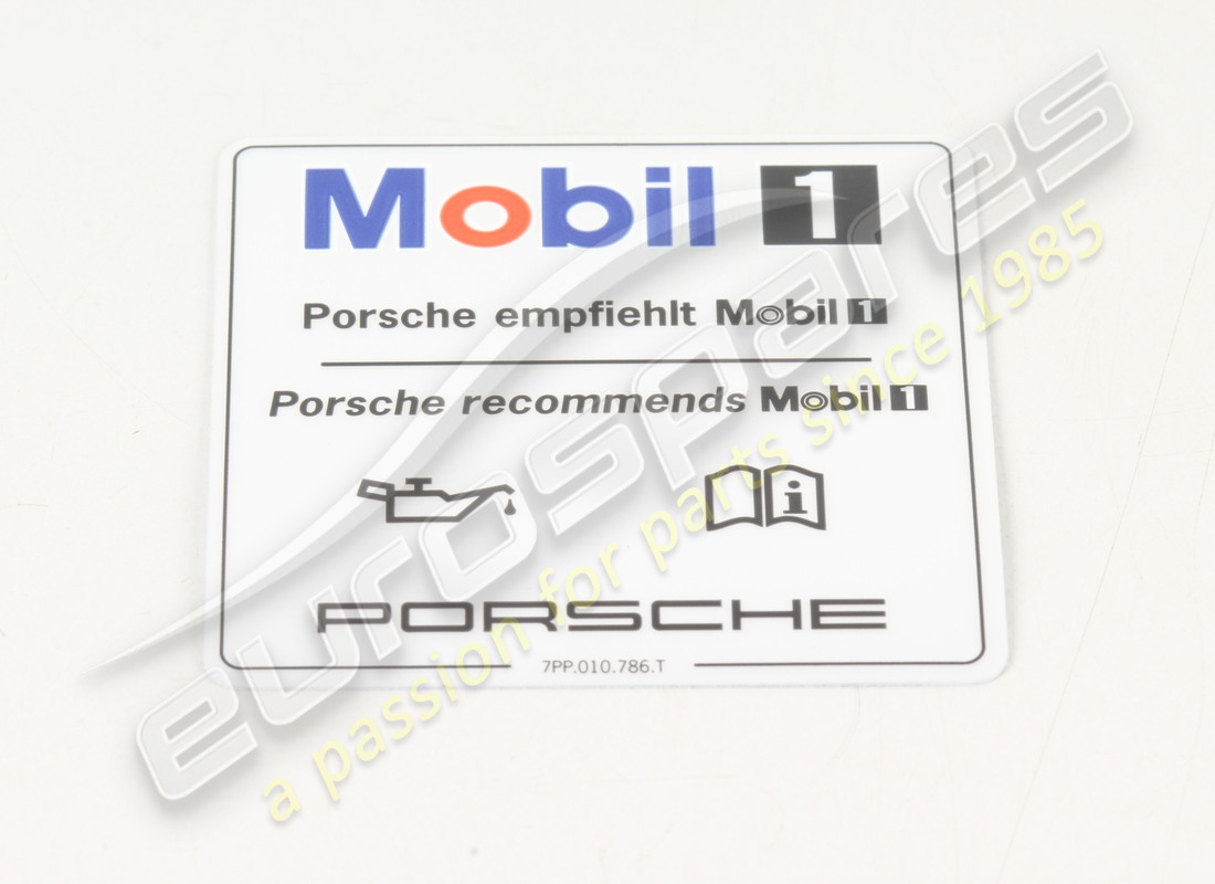 NEW PORSCHE STICKER - ENGINE OIL - - MOBIL 1 -. PART NUMBER 7PP010786T (1) new porsche sticker - engine oil - - mobil 1 -. part number 7pp010786t (1)