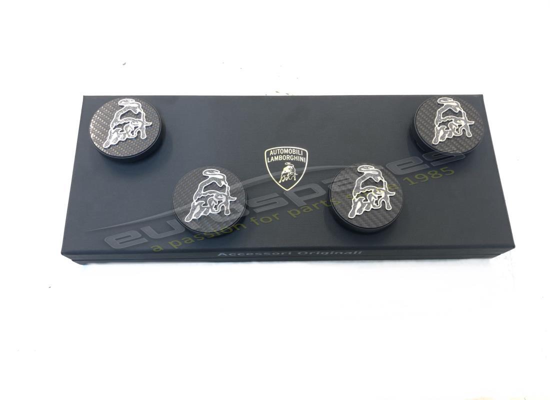 NEW LAMBORGHINI CARBON FIBER + DIAMONDS RIM BADGE KIT. PART NUMBER 400998250A (1) new lamborghini carbon fiber + diamonds rim badge kit. part number 400998250a (1)