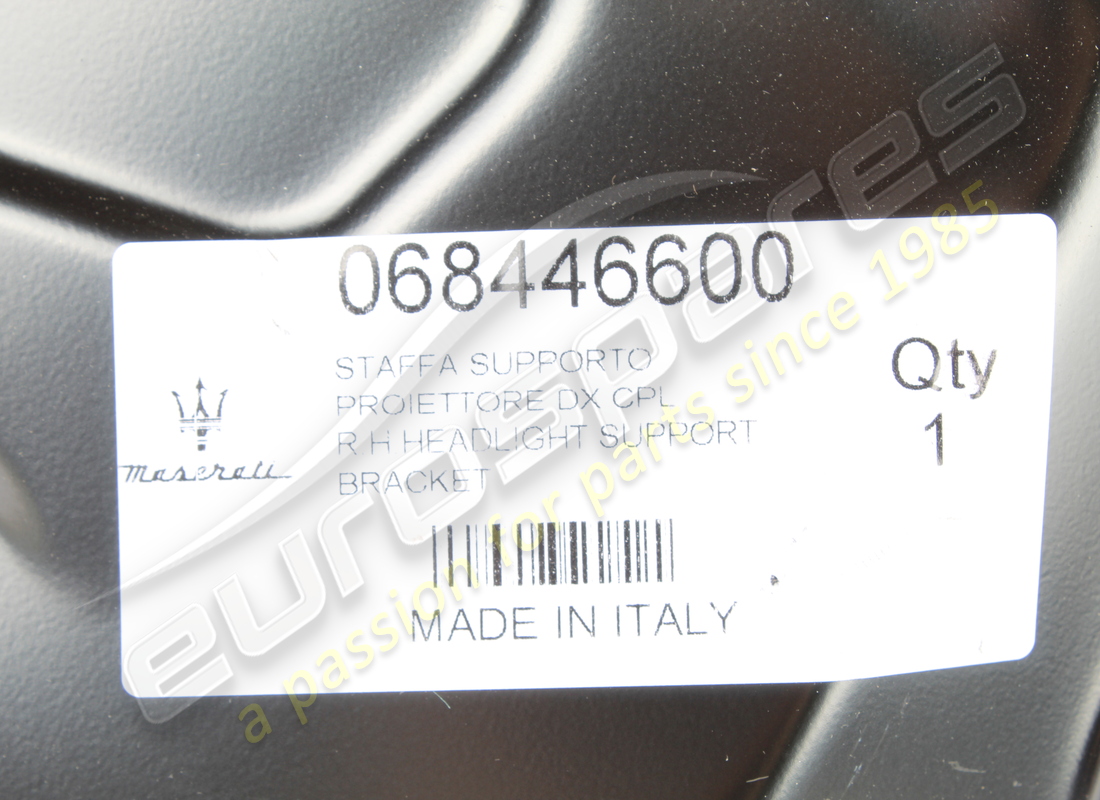 NEW MASERATI RH HEADLIGHT SUPPORT BRACKET. PART NUMBER 68446600 (2) new maserati rh headlight support bracket. part number 68446600 (2)