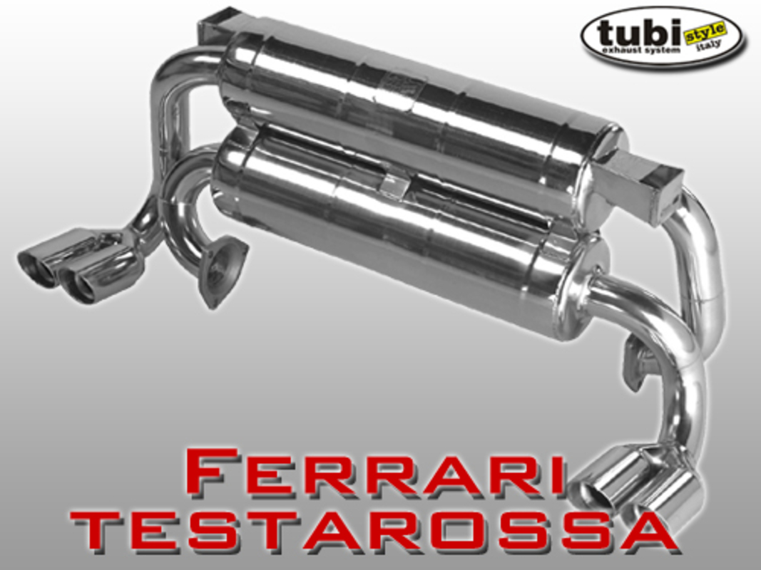 NEW TUBI TESTAROSSA - 512TR - 512M MUFFLER - MODELS W CAT (LOUD). PART NUMBER 01128911000R (1) new tubi testarossa - 512tr - 512m muffler - models w cat (loud). part number 01128911000r (1)