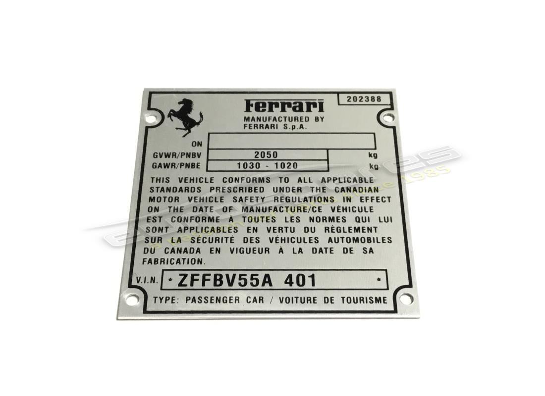 new ferrari f308 chassis plate canadian spec. part number fpl010 (1)