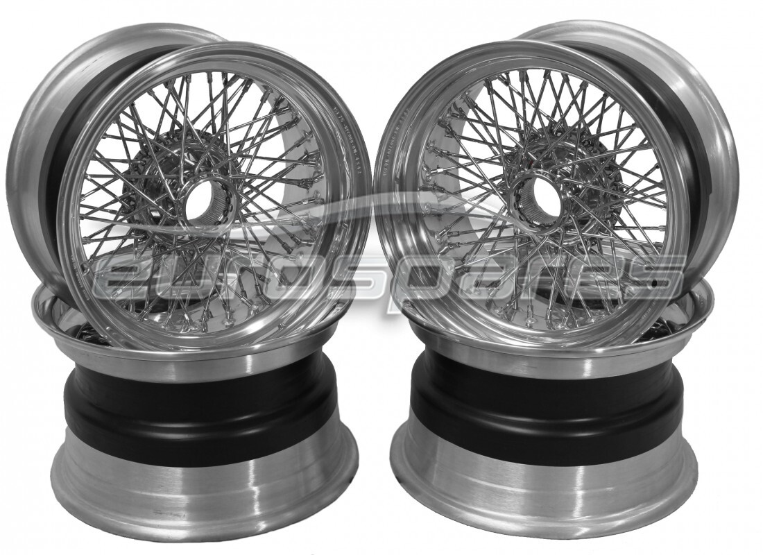 NEW FERRARI BORRANI WIRE WHEELS SET 15 X 7.5 INCH. PART NUMBER 700835 (1) new ferrari borrani wire wheels set 15 x 7.5 inch. part number 700835 (1)