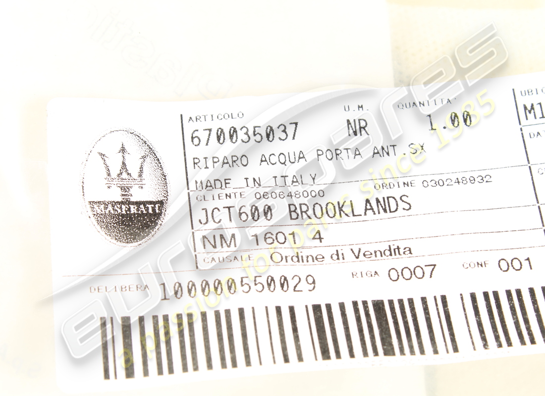 NEW MASERATI WATER SHIELD FOR LH FRONT DOOR RH PART NUMBER 670035037 (3) new maserati water shield for lh front door rh part number 670035037 (3)