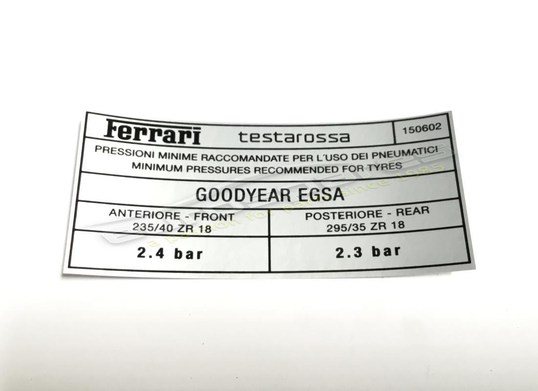 NEW FERRARI TYRE INFLATION STICKER GOODYEAR. PART NUMBER 150602 (1) new ferrari tyre inflation sticker goodyear. part number 150602 (1)