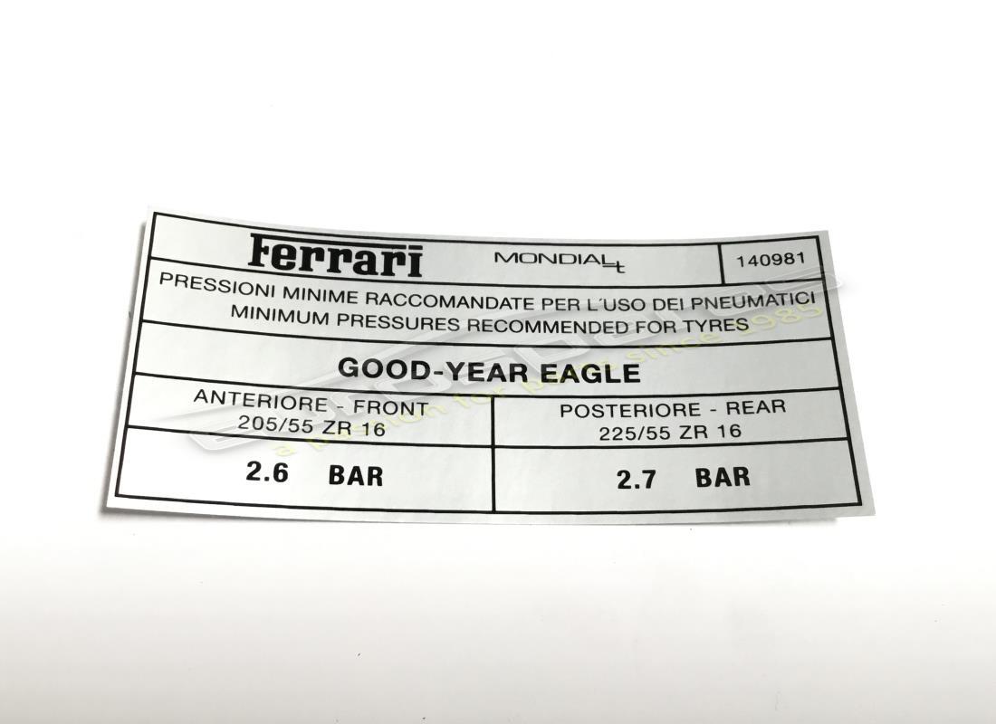 NEW FERRARI GOODYEAR TYRE INFLATION STICKER. PART NUMBER 140981 (1) new ferrari goodyear tyre inflation sticker. part number 140981 (1)