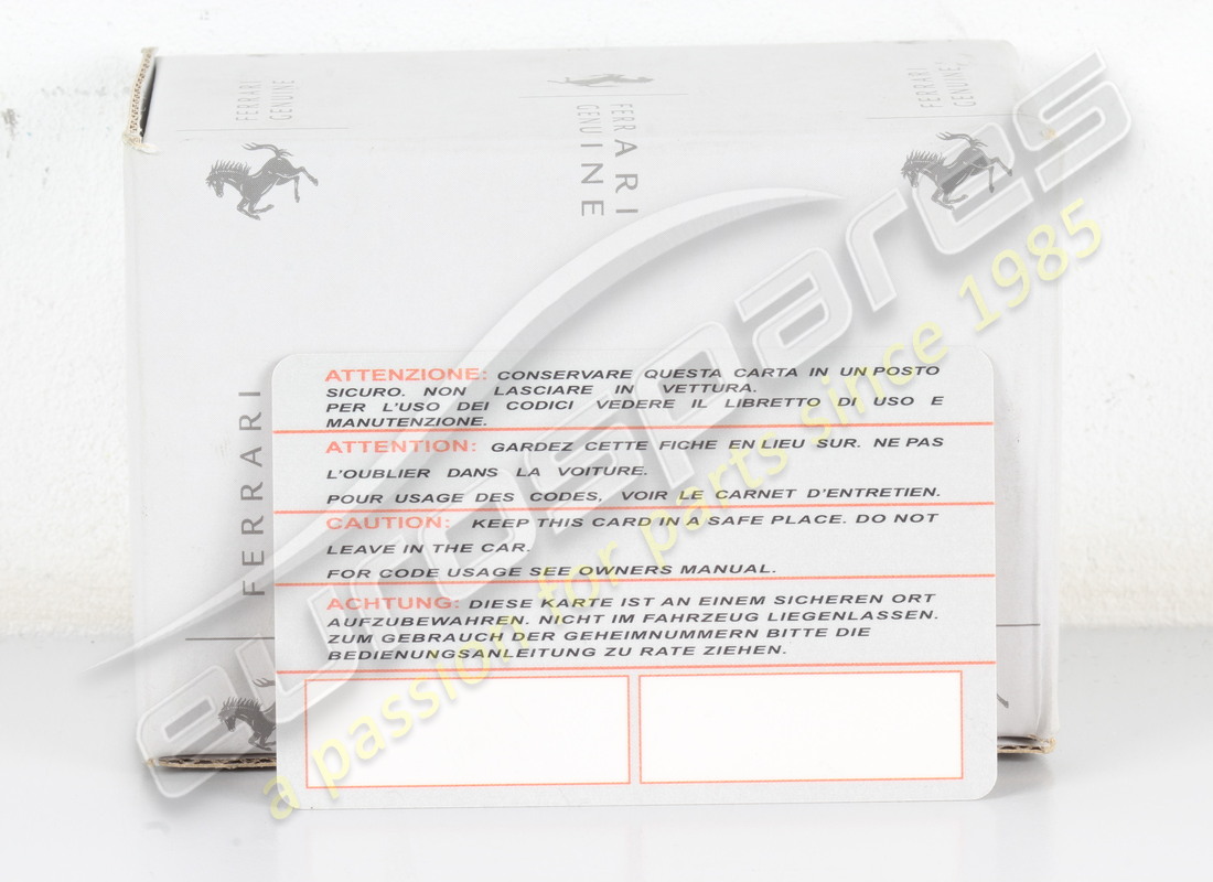 NEW FERRARI CODE CARD. PART NUMBER 153603 (2) new ferrari code card. part number 153603 (2)