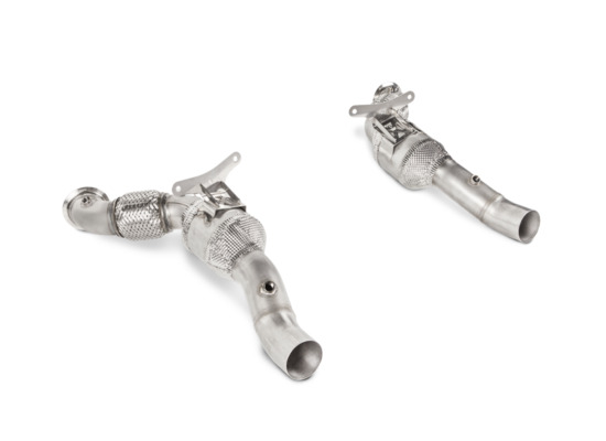 new akrapovic ferrari 488 gtb / 488 spider | link pipe set w/ cat (ss) part number l-fe/ss/1