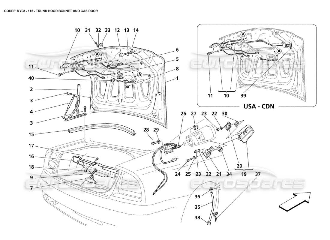 a part diagram from the Maserati 4200 Coupe (2003) parts catalogue