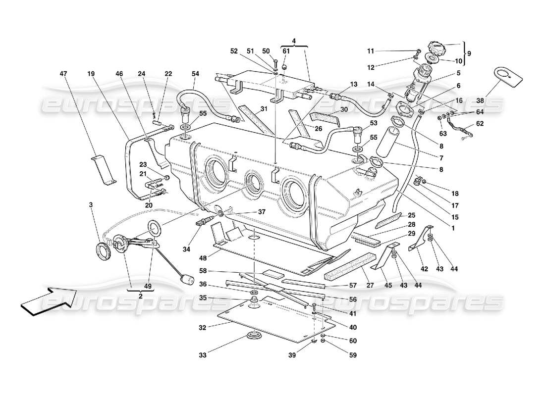 ferrari 456 m gt/m gta fuel tank -valid for usa m.y. 2000 and cdn m.y. 2000 parts diagram