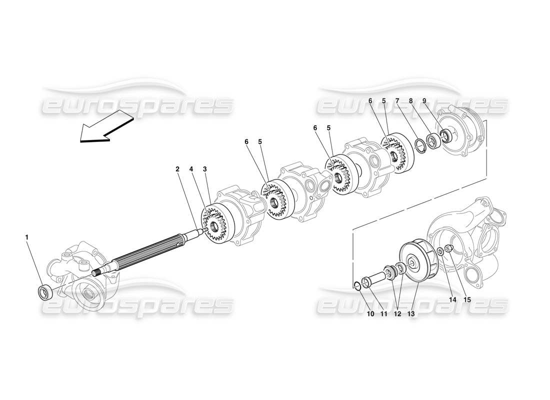 ferrari f50 oil-water pump - inner parts parts diagram
