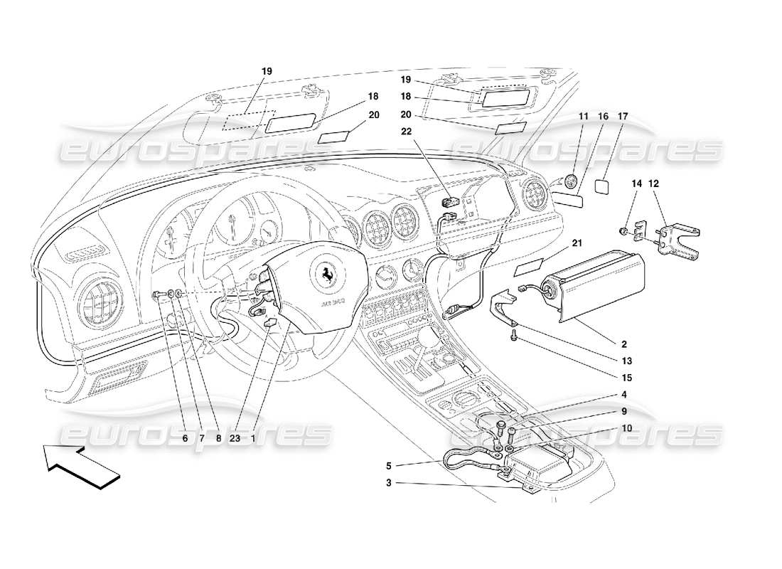 ferrari 456 m gt/m gta air-bags parts diagram