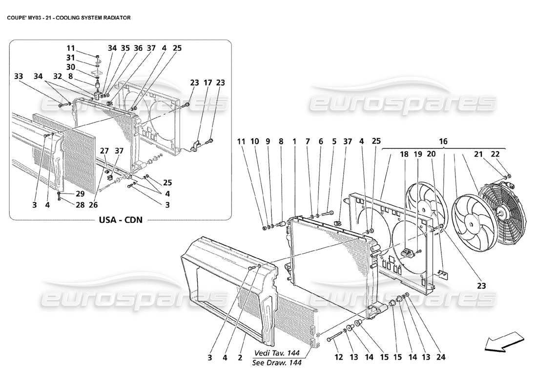 a part diagram from the maserati 4200 coupe (2003) parts catalogue