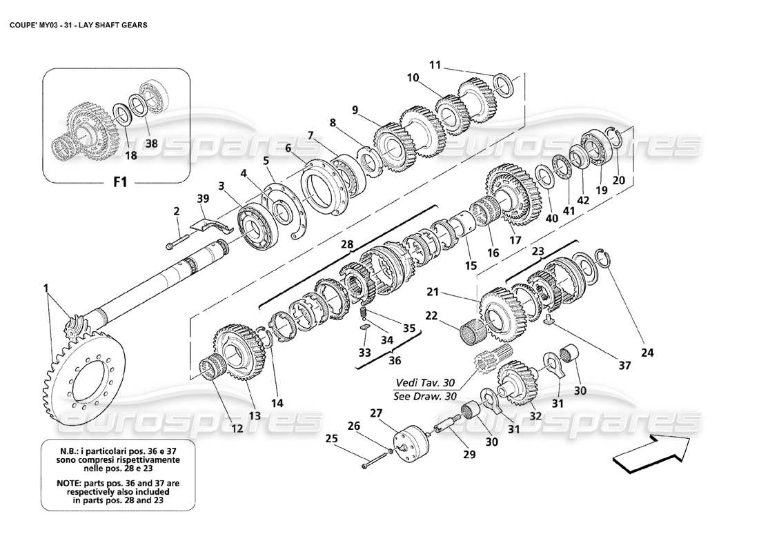 a part diagram from the maserati 4200 coupe (2003) parts catalogue