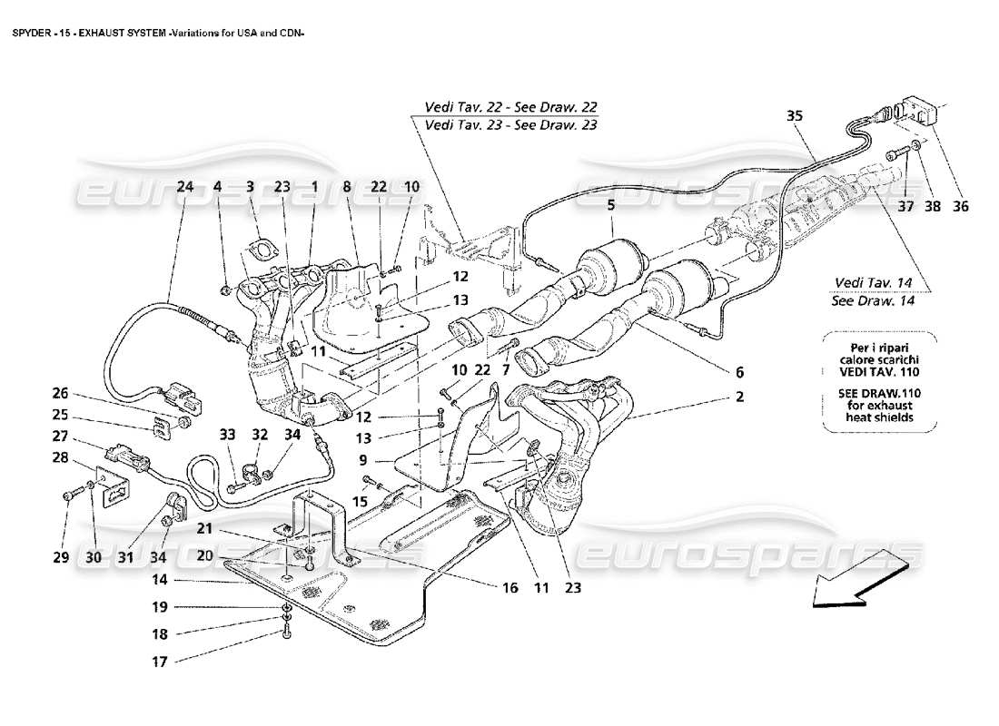 a part diagram from the maserati 4200 parts catalogue