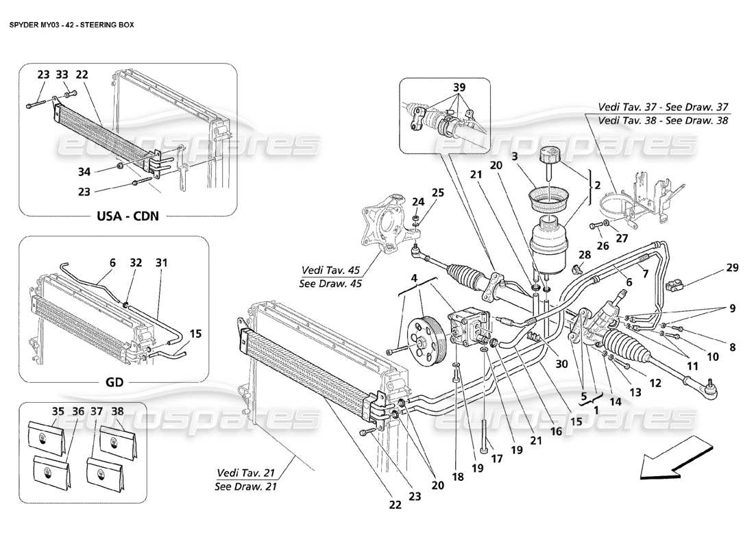 a part diagram from the maserati 4200 spyder (2003) parts catalogue