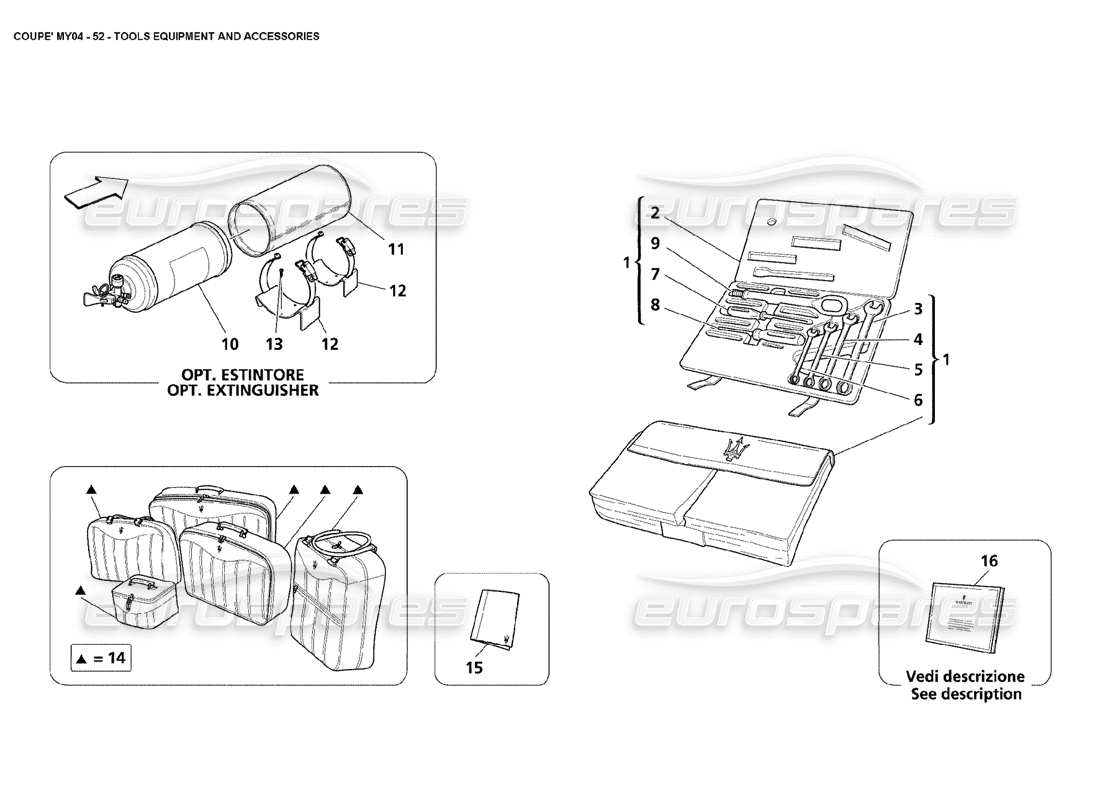 a part diagram from the maserati 4200 coupe (2004) parts catalogue