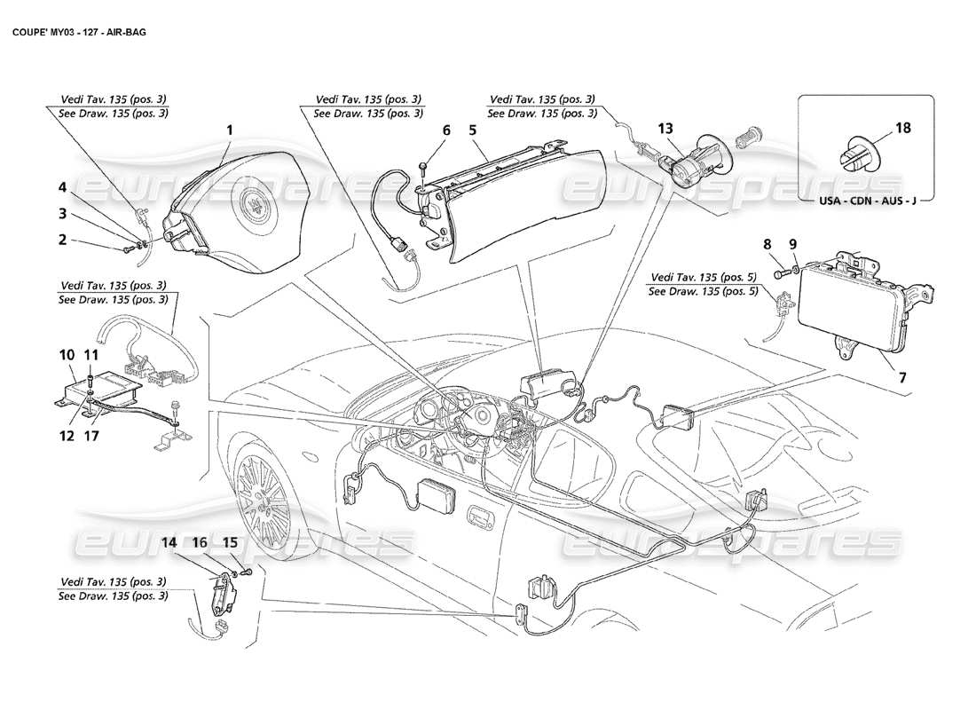 a part diagram from the maserati 4200 coupe (2003) parts catalogue