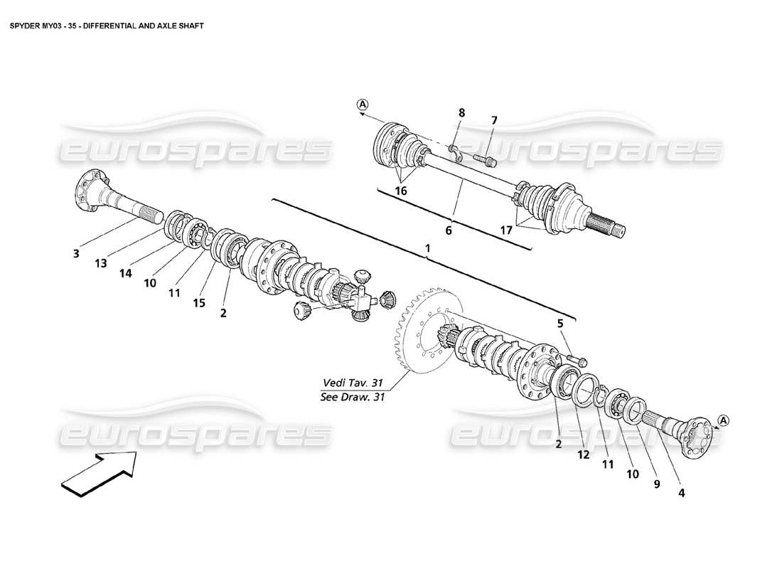 a part diagram from the maserati 4200 spyder (2003) parts catalogue