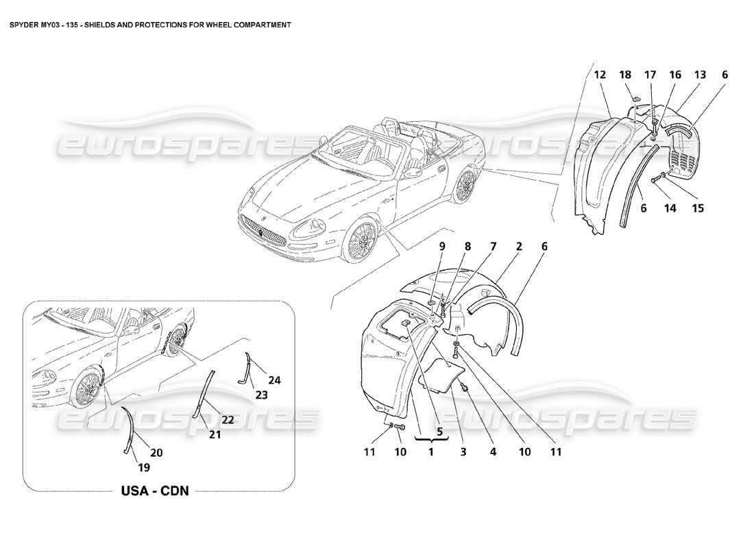 a part diagram from the maserati 4200 spyder (2003) parts catalogue