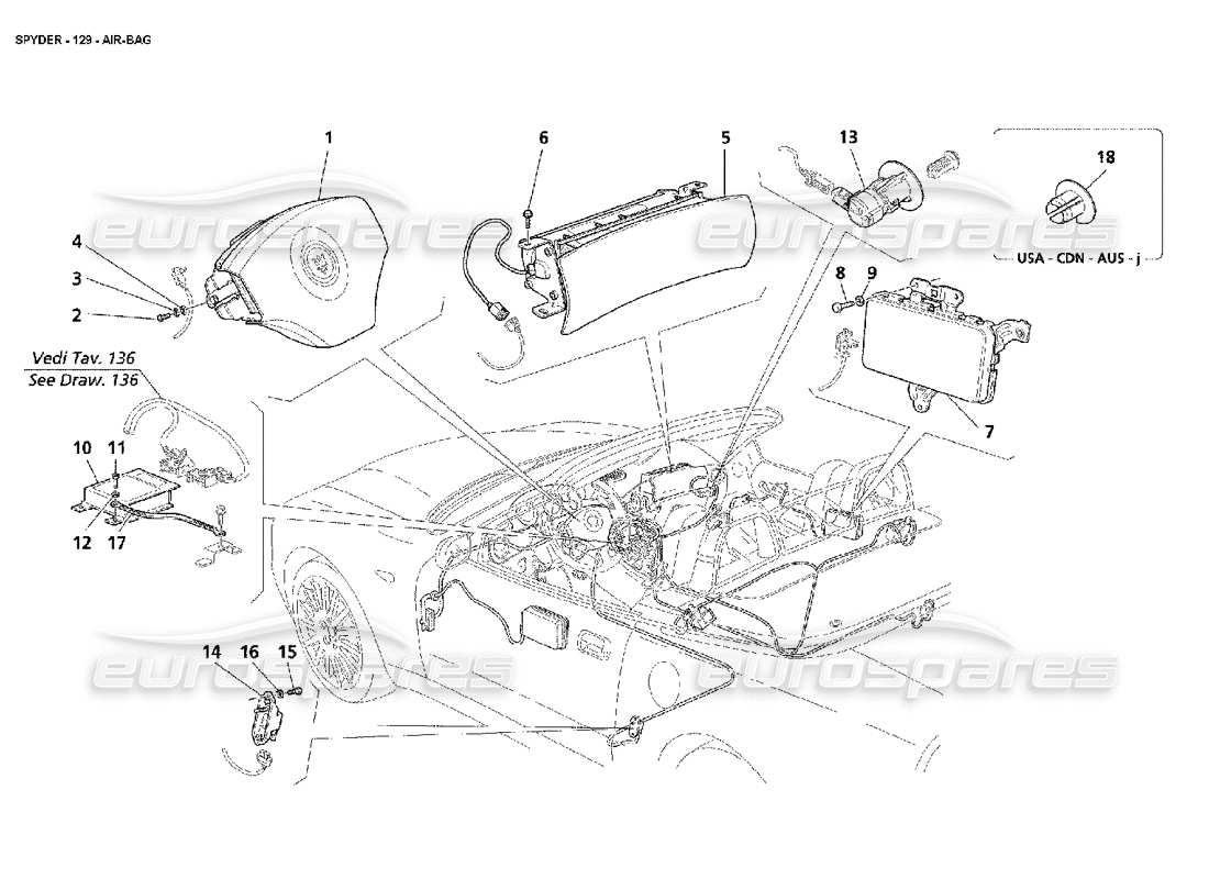 a part diagram from the maserati 4200 spyder (2002) parts catalogue