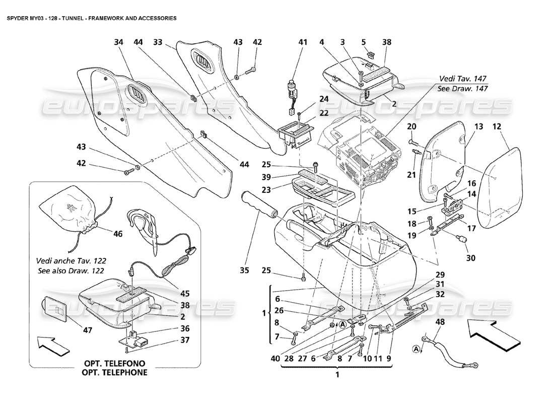 a part diagram from the maserati 4200 spyder (2003) parts catalogue