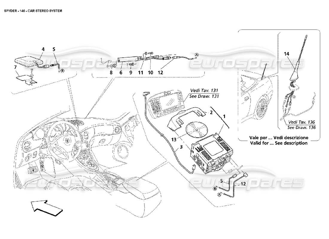 a part diagram from the maserati 4200 spyder (2002) parts catalogue