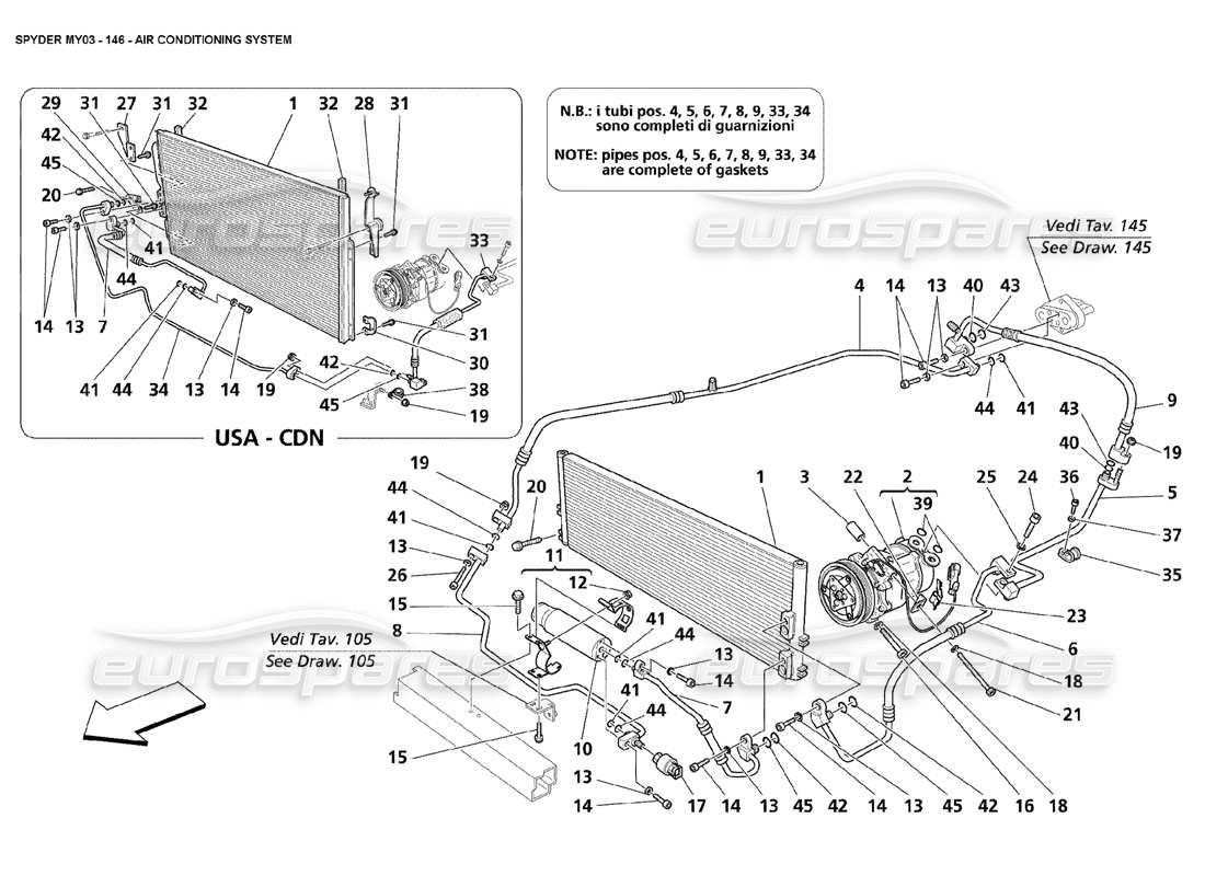 a part diagram from the maserati 4200 spyder (2003) parts catalogue
