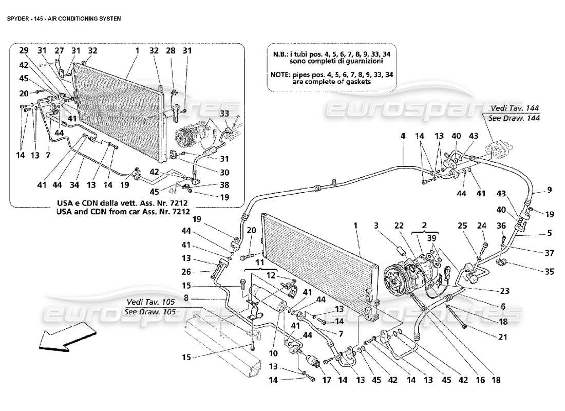 a part diagram from the maserati 4200 spyder (2002) parts catalogue
