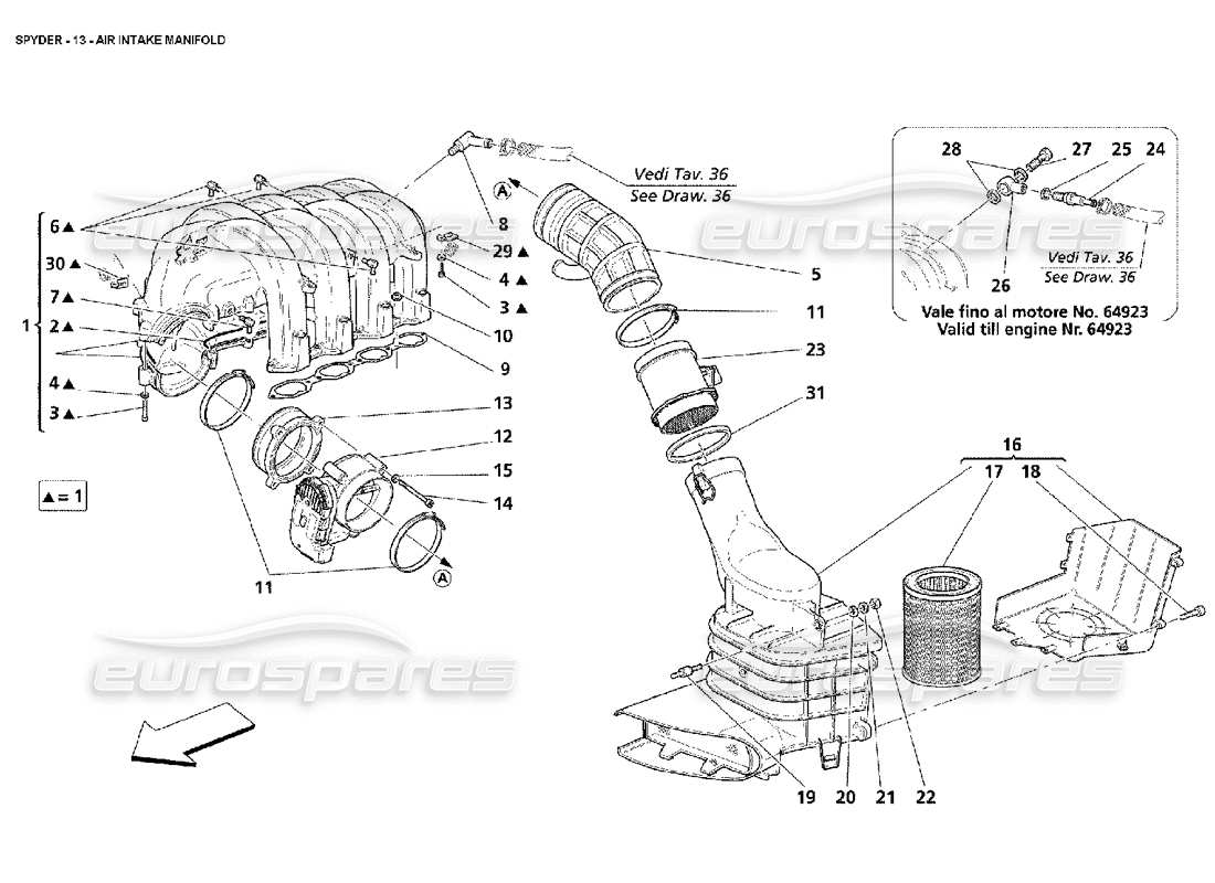 a part diagram from the Maserati 4200 Spyder (2002) parts catalogue