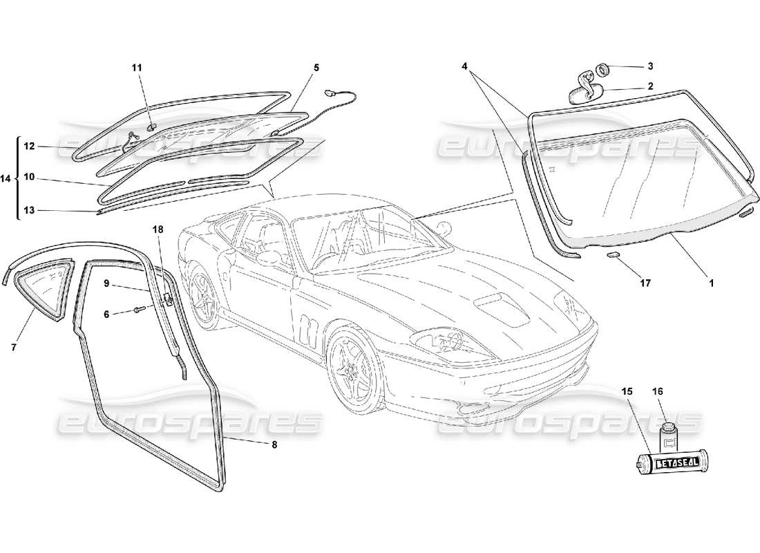 a part diagram from the Ferrari 550 Maranello parts catalogue