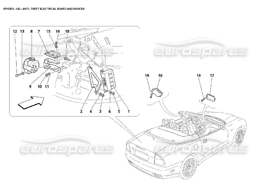 a part diagram from the maserati 4200 spyder (2002) parts catalogue
