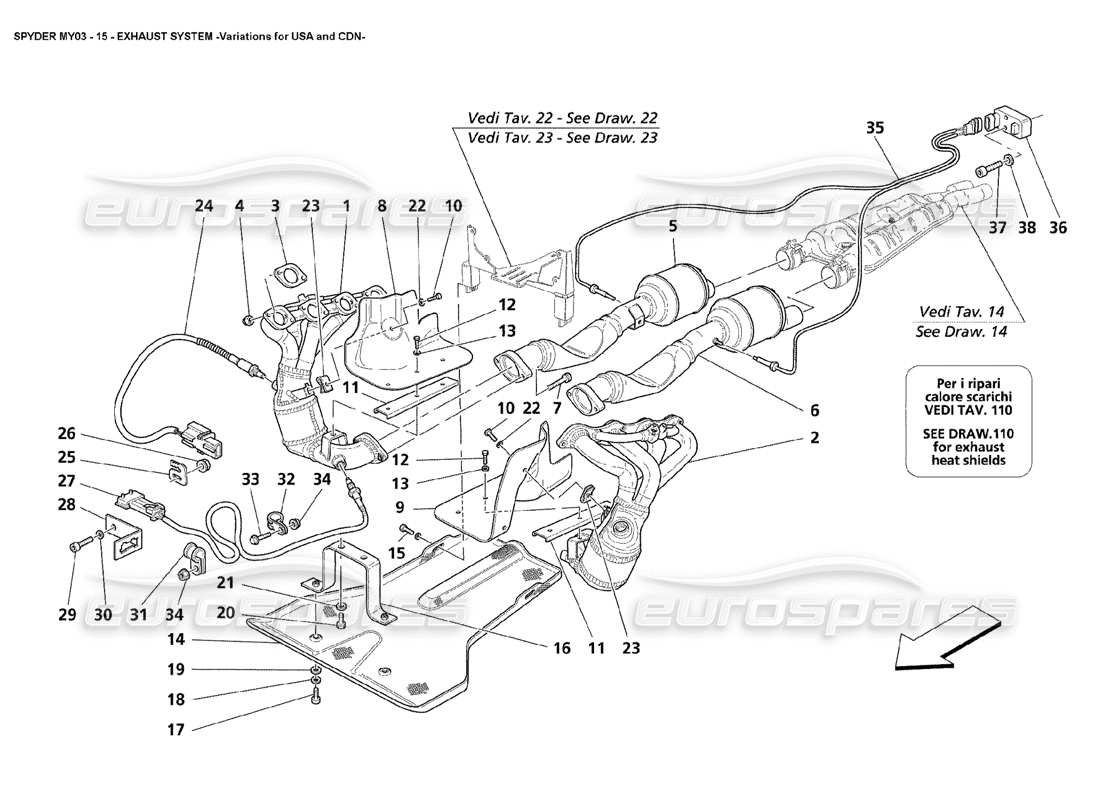 a part diagram from the maserati 4200 parts catalogue