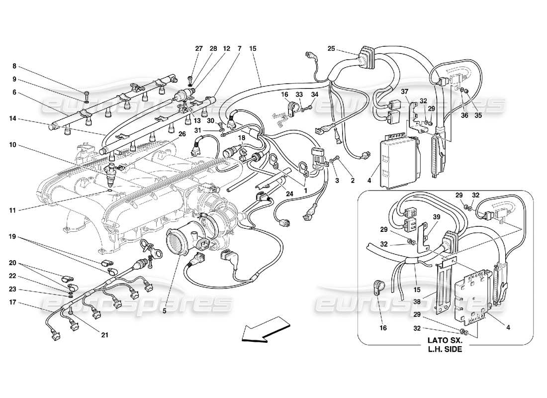 a part diagram from the ferrari 456 m gt/m gta parts catalogue