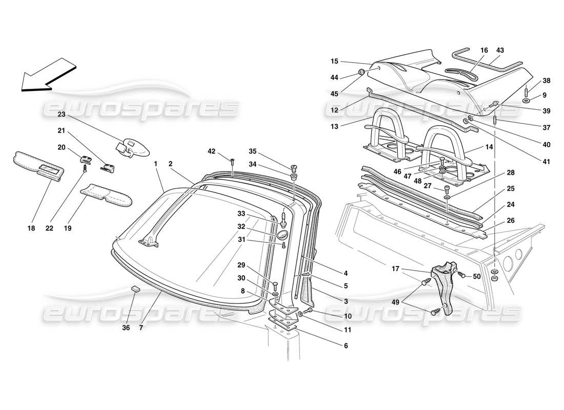 VIEW PARTS DIAGRAMS FROM THE FERRARI F50 PARTS CATALOGUE a part diagram from the ferrari f50 parts catalogue