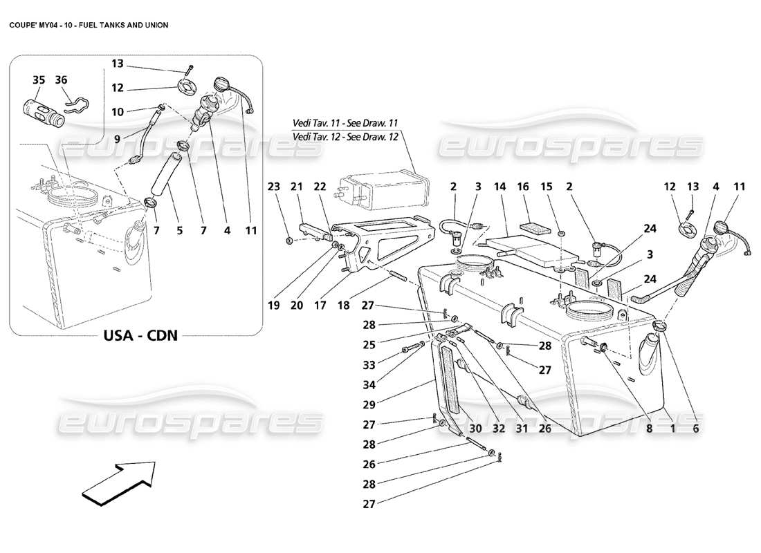 a part diagram from the maserati 4200 coupe (2004) parts catalogue