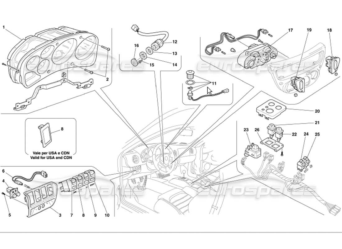 a part diagram from the ferrari 360 parts catalogue
