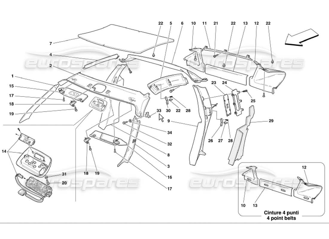 a part diagram from the ferrari 360 modena parts catalogue