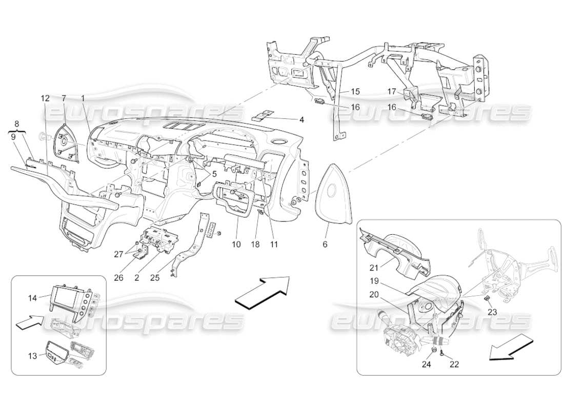 a part diagram from the maserati grancabrio (2011) 4.7 parts catalogue