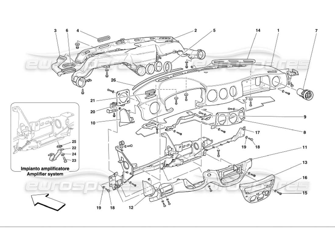 a part diagram from the ferrari 360 modena parts catalogue