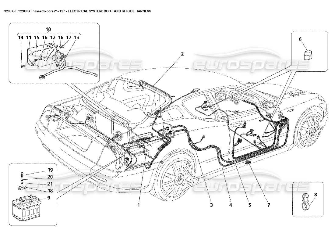 VIEW PARTS DIAGRAMS FROM THE MASERATI 3200 PARTS CATALOGUE a part diagram from the maserati 3200 parts catalogue
