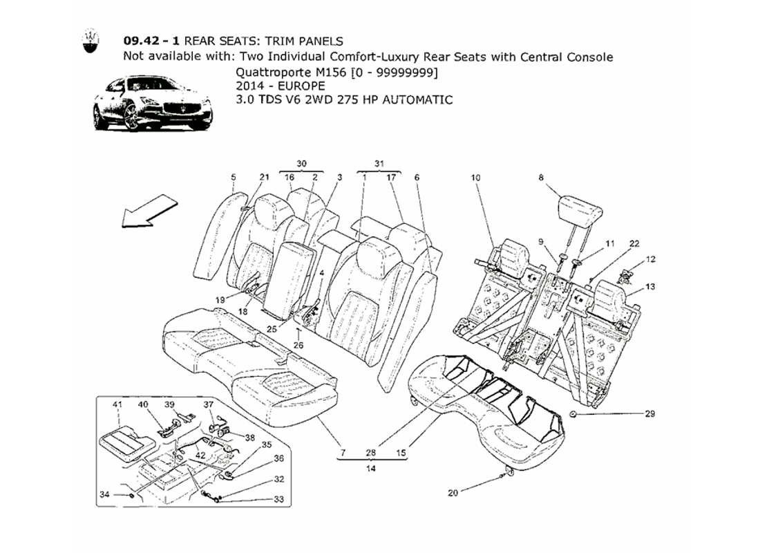 a part diagram from the Maserati QTP. V6 3.0 TDS 275bhp 2014 parts catalogue