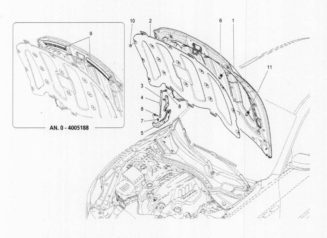 a part diagram from the maserati qtp. v6 3.0 tds 275bhp 2017 parts catalogue