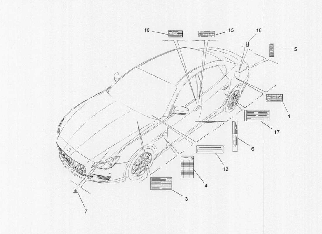 a part diagram from the maserati quattroporte m156 (2014 onwards) parts catalogue
