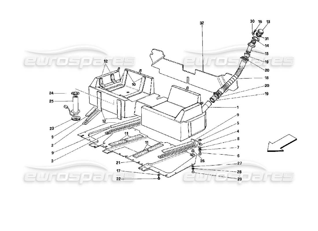VIEW PARTS DIAGRAMS FROM THE FERRARI MONDIAL PARTS CATALOGUE a part diagram from the ferrari mondial parts catalogue