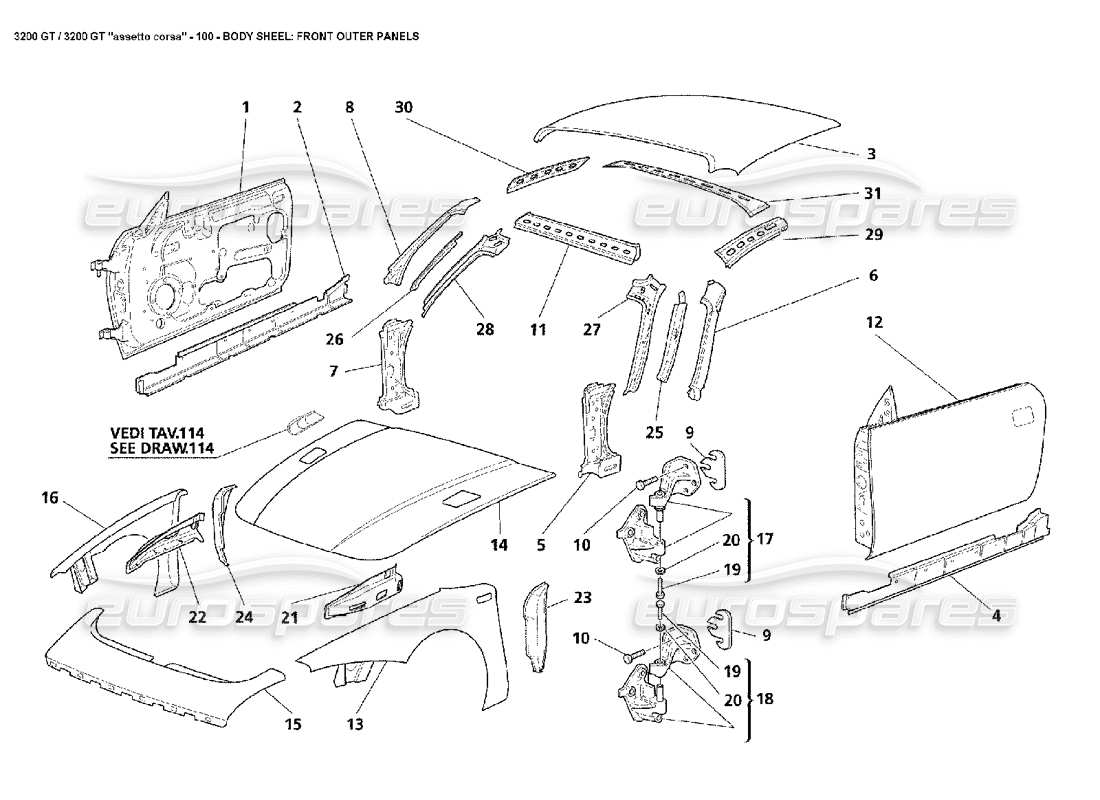 a part diagram from the maserati 3200 parts catalogue
