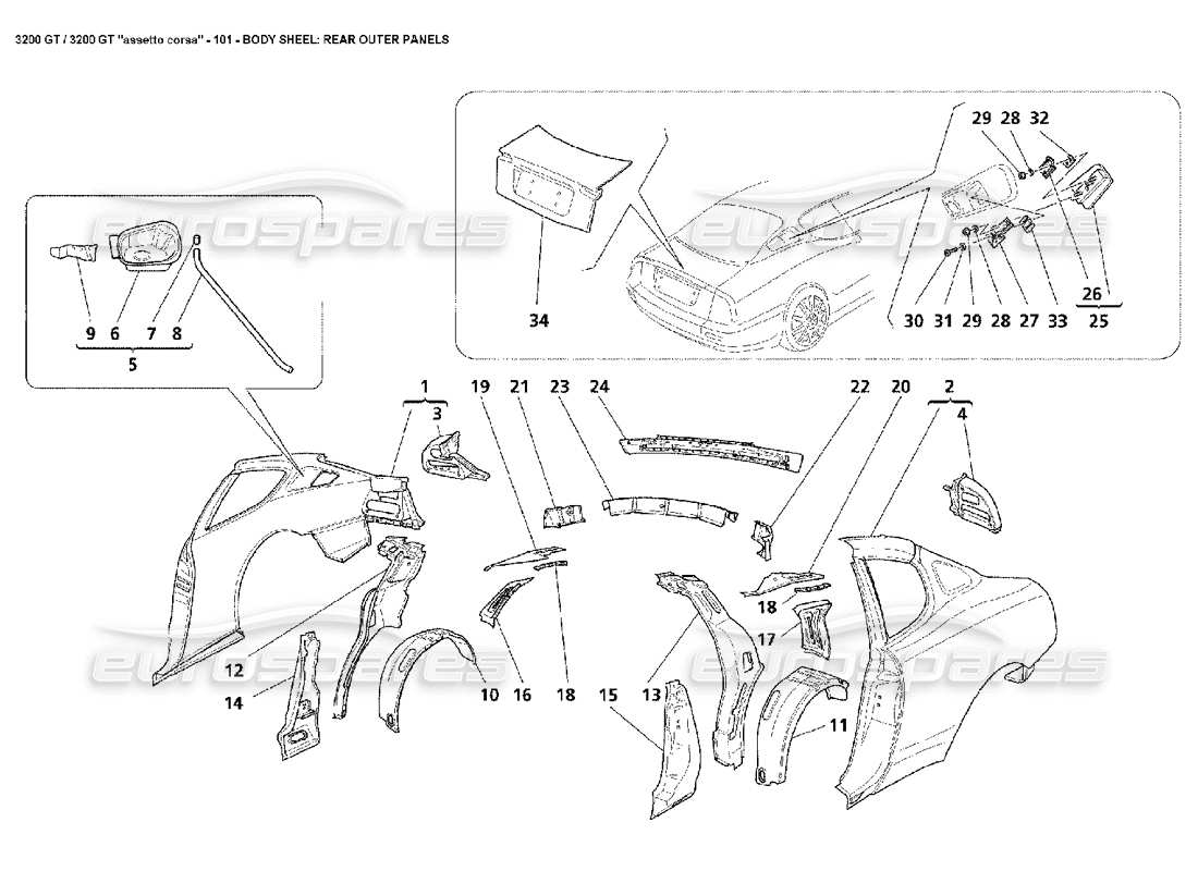 a part diagram from the maserati 3200 parts catalogue