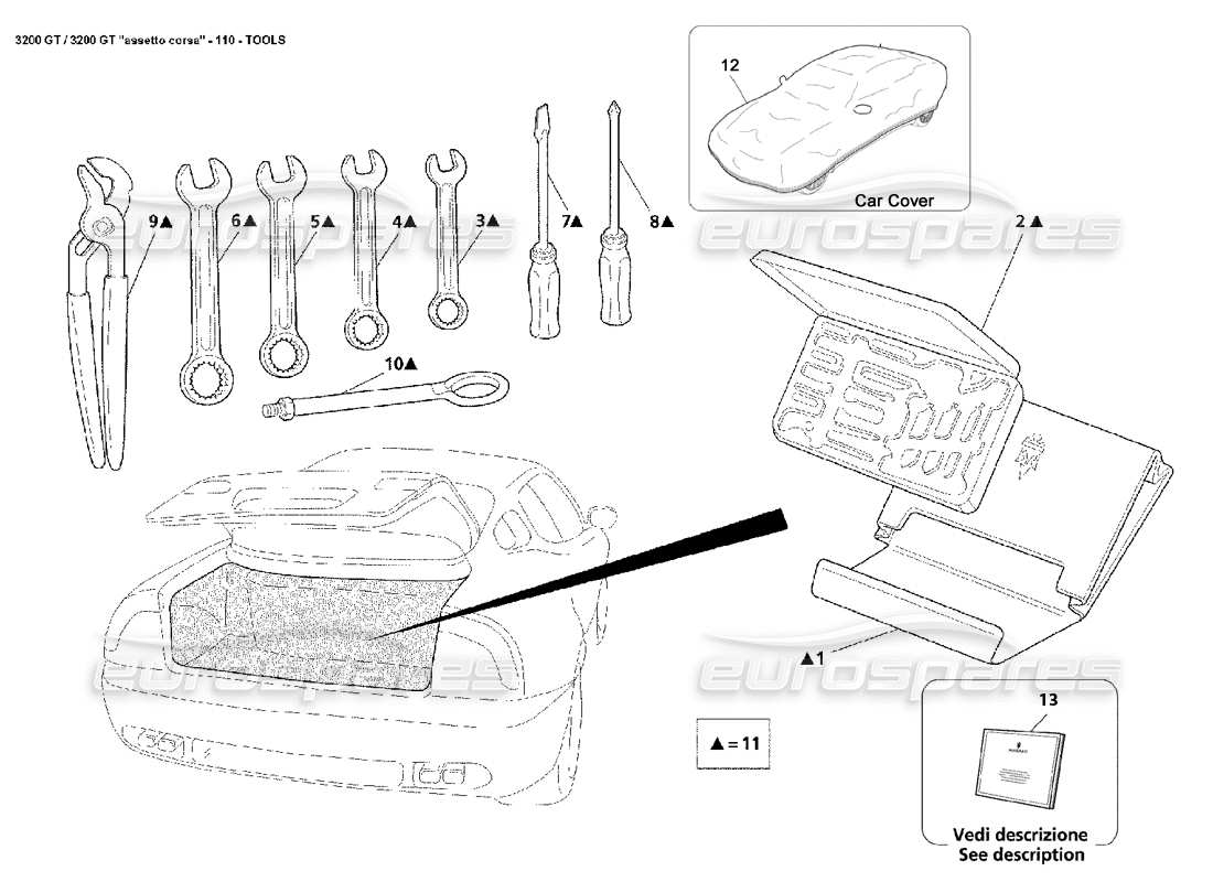 a part diagram from the Maserati 3200 GT/GTA/Assetto Corsa parts catalogue