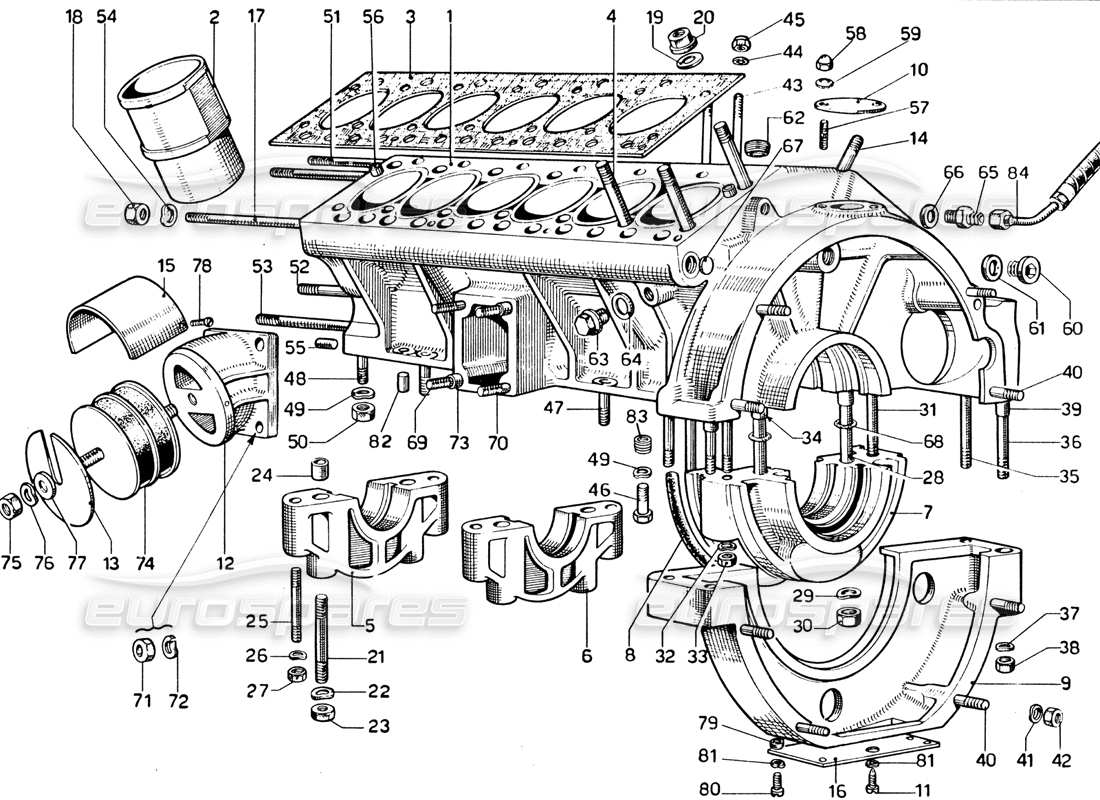 VIEW PARTS DIAGRAMS FROM THE FERRARI 330 AND 365 PARTS CATALOGUE a part diagram from the ferrari 330 and 365 parts catalogue