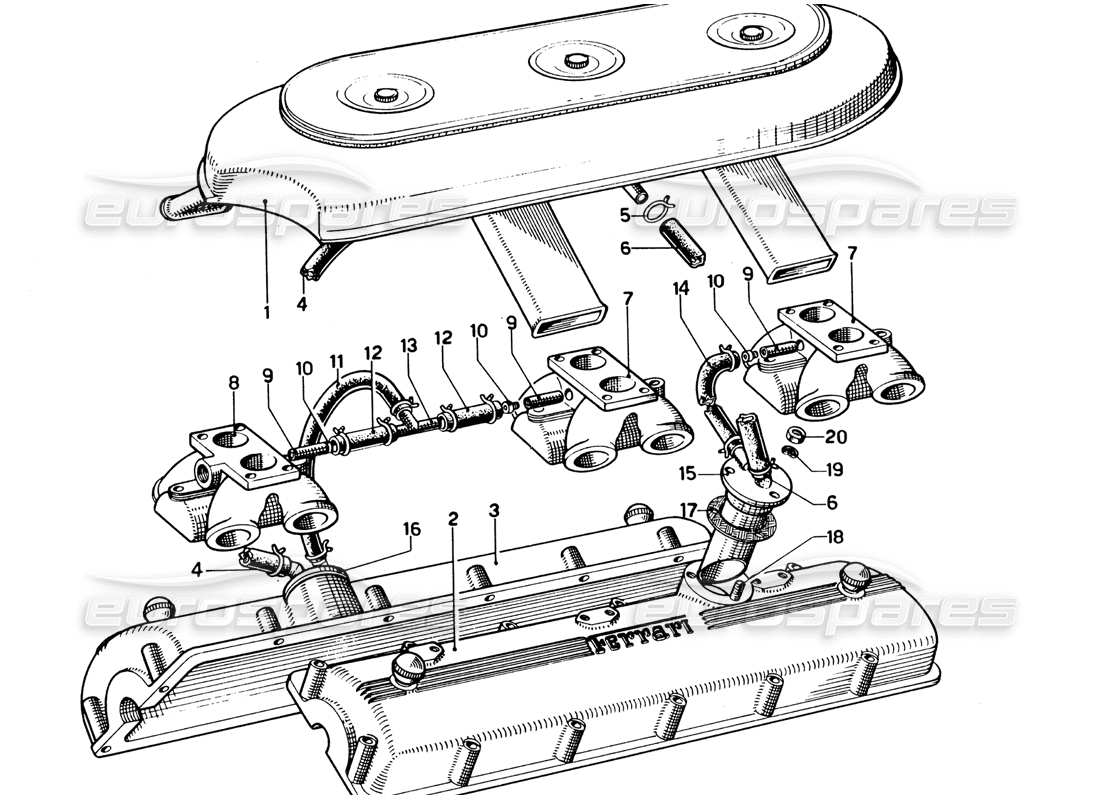 VIEW PARTS DIAGRAMS FROM THE FERRARI 330 GTC COUPE PARTS CATALOGUE a part diagram from the ferrari 330 gtc coupe parts catalogue